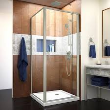 Find sterling shower stalls & enclosures at lowe's today. Dreamline Dreamline Flex 36 In D X 36 In W X 74 3 4 In H Semi Frameless Pivot Shower Enclosure And White Base In Brushed Nickel In The Shower Stalls Enclosures Department At Lowes Com