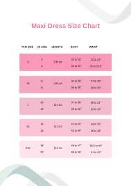 free dress size chart template
