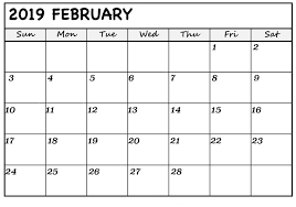 Download February 2019 Printable Calendar Pdf Excel Word