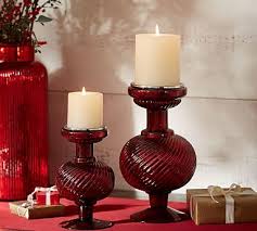 Chalet Red Mercury Glass Pillar Holders