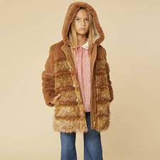 Girls Brown Faux Fur Coat Jakss