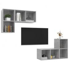 4 Piece Wall Mounted Tv Cabinet Set