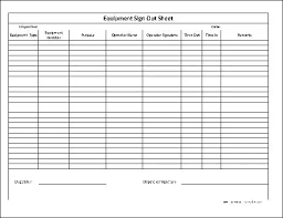 free basic equipment sign out sheet
