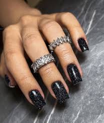 13 beautiful black acrylic nails in