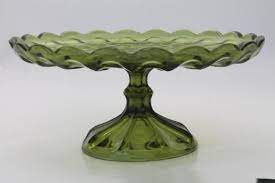 Vintage Green Glass Cake Stand
