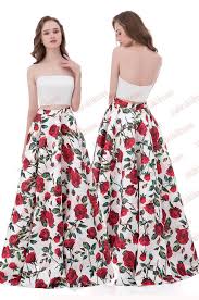 Shop designer brands · free to join · members earn cash back Simple A Line Two Pieces Strapless Sleeveless White Top Floral Skirt Prom Dress N558 Chic Prom Dresses Prom Dresses Modest Prom Dresses