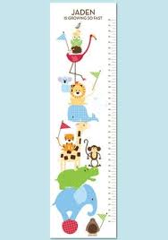 Personalized Modern Zoo Animals Paper Growth Chart Zoo