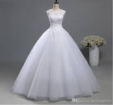 Ball Gown Real Images Jewel Lace Tulle Wedding Dress 2018 Bridal Dresses Plus Size Bridal Dresses Plus Size Shine Skirt