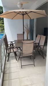 Outdoor Table 6x Chairs And Umbrella
