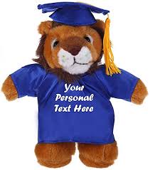Check spelling or type a new query. Amazon Com Plushland Plush Stuffed Animal Toys 12 Inches Present Gifts For Graduation Day Personalized Text Name Or Your School Logo On Gown Best For Any Grad School Kids Graduation Lion Blue Gown