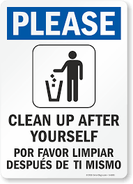 bilingual please clean up after