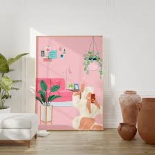 Pink Bedroom Wall Art Aesthetic Art