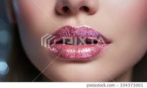 beautiful full lips with glossy makeup