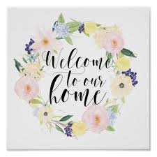 Pastel Spring Floral Wreath Welcome To Our Home Poster