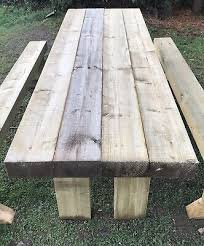 Rustic 2 4m Garden Table And 2 Benches