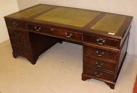 Zbrands leather smooth desk pad. Antiques Atlas 6ft Mahogany Pedestal Desk Green Leather Top