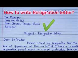 resign letter for company