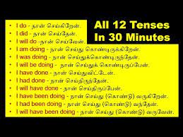 12 tenses in english grammar in tamil