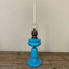 Blue Opaline Glass Oil Lantern