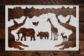 Jungle Animals Stencil Reusable Jungle