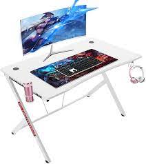 A close look at the 20 best gaming desks in 2021. Buy Mr Ironstone White Gaming Desk 45 3 Gaming Table Home Computer Desk With Cup Holder And Headphone Hook Gamer Workstation Game Table 45 3 Wx29 D White Online In Taiwan B07t11hr42