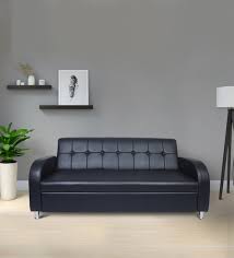 caster leatherette 3 seater sofa in