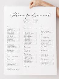 Alphabetical Seating Chart Template Wedding Guests Seating