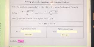 Solved Solving Quadratic Equations With