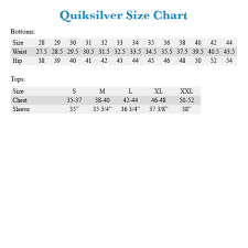 43 Expository Quiksilver Sizing Chart