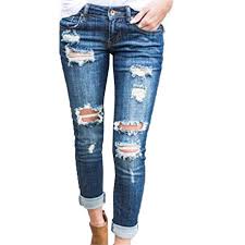 Women Ripped Stretchy Slim Fit Skinny Jeans Denim Ladies Jeggings Pants Trousers
