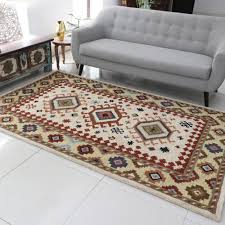 hand tufted geometric wool area rug