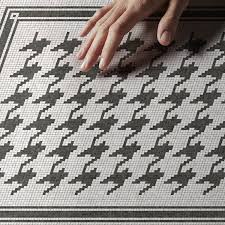 black houndstooth mosaic vinyl rug