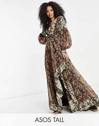Shop the latest menswear collection at cheap prices. Asos Design Tall Maxi Dress In Mixed Ditsy Print With Self Belt Asos