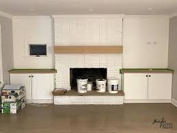 White Painted Brick Fireplace Makeover