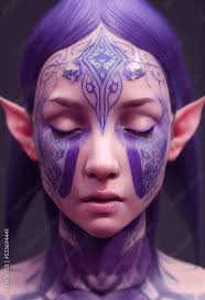 fantasy elven woman with purple hair