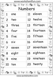 Numbers 1 20 Printable Number Worksheets Kindergarten