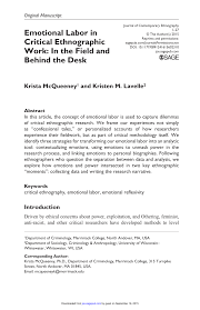 Although the death rate would be low, everyone who died would have been fully vaccinated. Pdf Emotional Labor In Critical Ethnographic Work In The Field And Behind The Desk