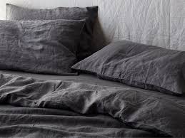 charcoal linen pillowcase dark gray