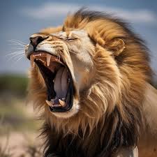 premium photo lion roaring on savanna