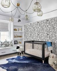 nursery with rabbit wallpaper blue