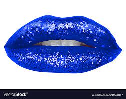 blue lips with glitter royalty free