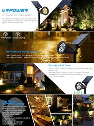 Urpower Solar Lights 2 In 1 Solar Powered 4 Led Adjustable Spotlight Wall Light Landscape Light Bright And Dark Sensing Auto On Off Security Night Lights For Patio Yard Driveway Pool Warm White