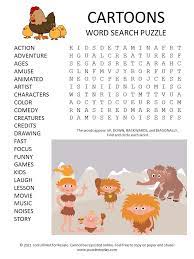 cartoons word search puzzle puzzles