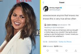 Her loyalists — people who loved her political takes and fights with president trump — have. Chrissy Teigen Comes Under Fire For Tone Deaf Tweet About Buying A Designer Bag