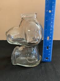 Snoopy Coin Bank Clear Vintage Glass