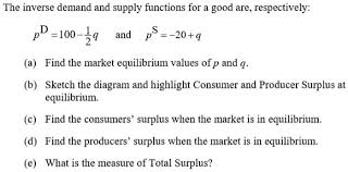 Market Equilibrium Values Of P And Q