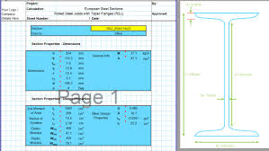 steel section properties excel