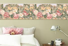White Peony Flowers Wallpaper Border