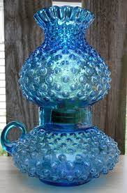 Vintage Blue Hobnail Glass Lamp
