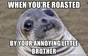 There's been a trend of people uploading their own photo to reddit and asking people to roast me. When You Re Roasted By Your Annoying Little Brother Awkward Seal Meme Generator
